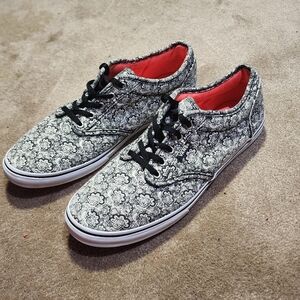 Vans Atwood Women's Sz 8.5 Black White Paisley Lace Up Low Top Athletic Sneaker